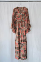 1970's Floral Flare Sleeve Maxi Dress