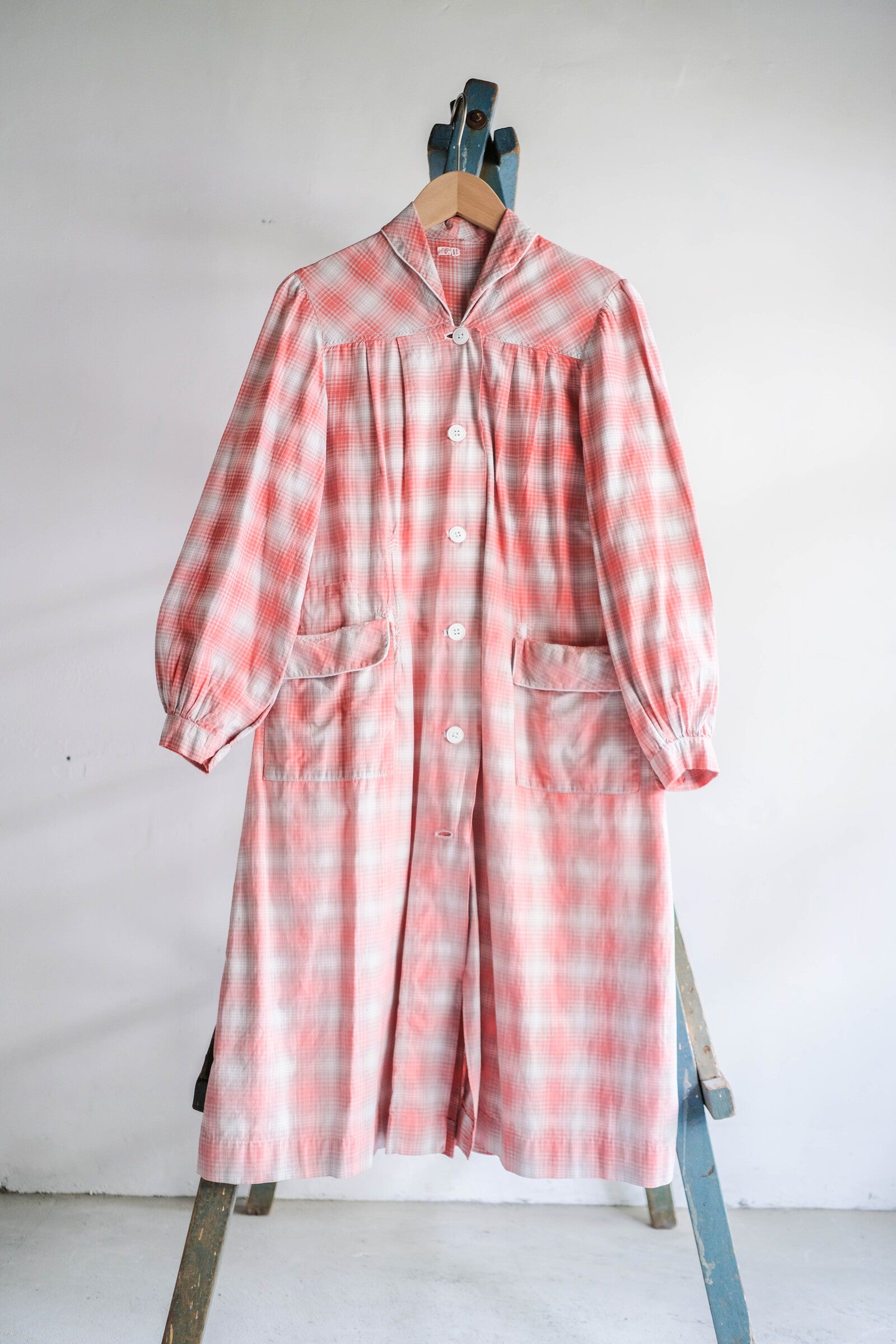 1950's French Shadow Plaid Work Dress / 法國漸層格紋工作洋裝
