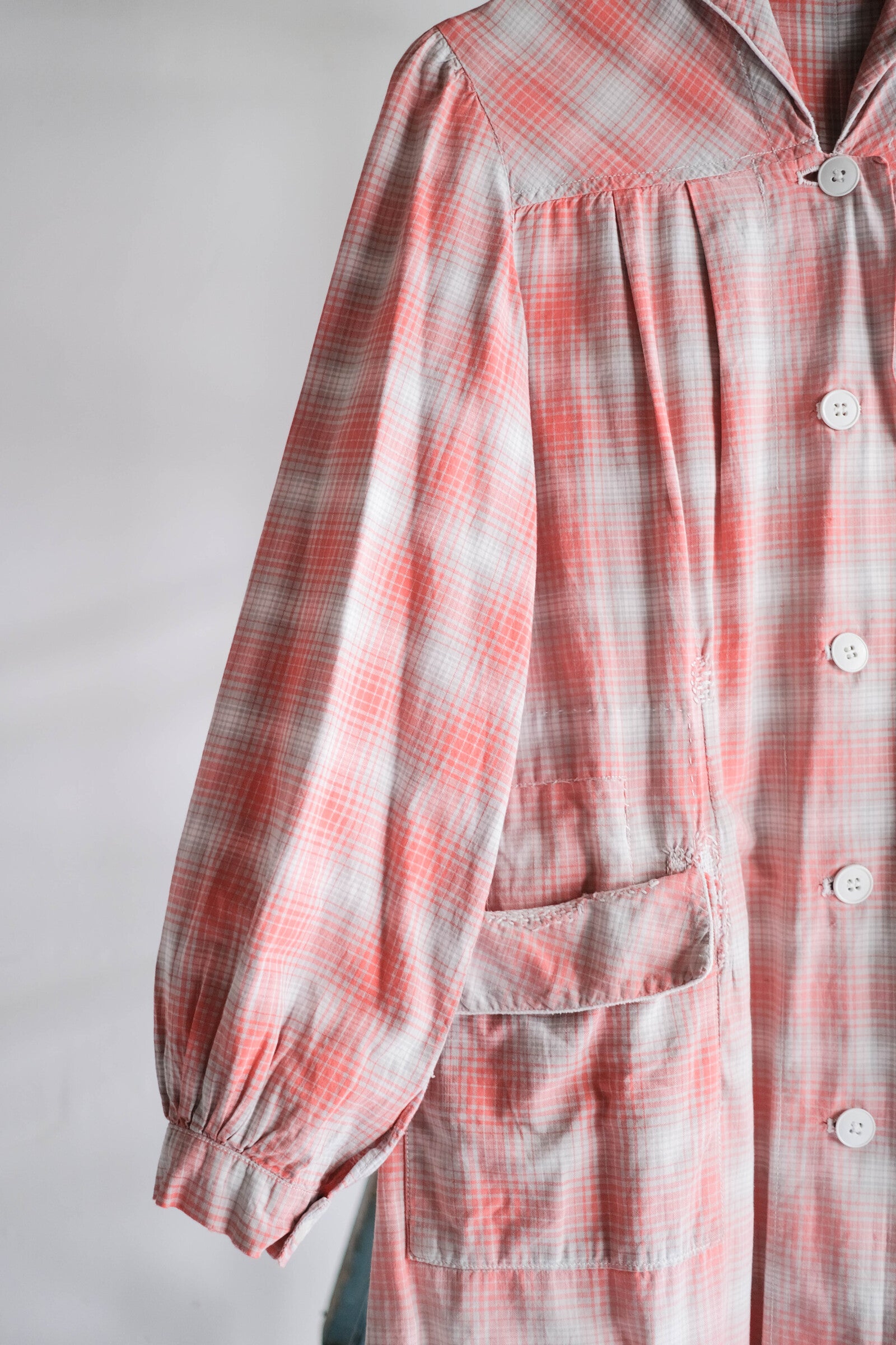 1950's French Shadow Plaid Work Dress / 法國漸層格紋工作洋裝