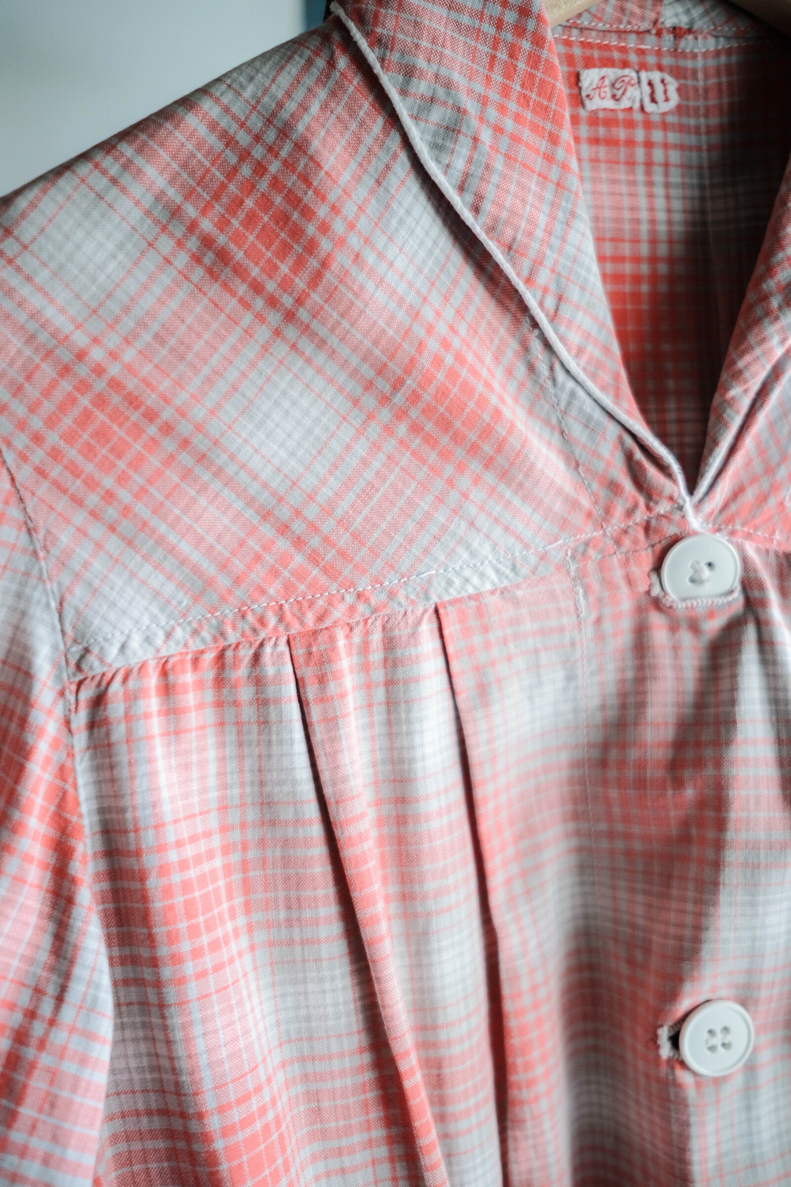 1950's French Shadow Plaid Work Dress / 法國漸層格紋工作洋裝