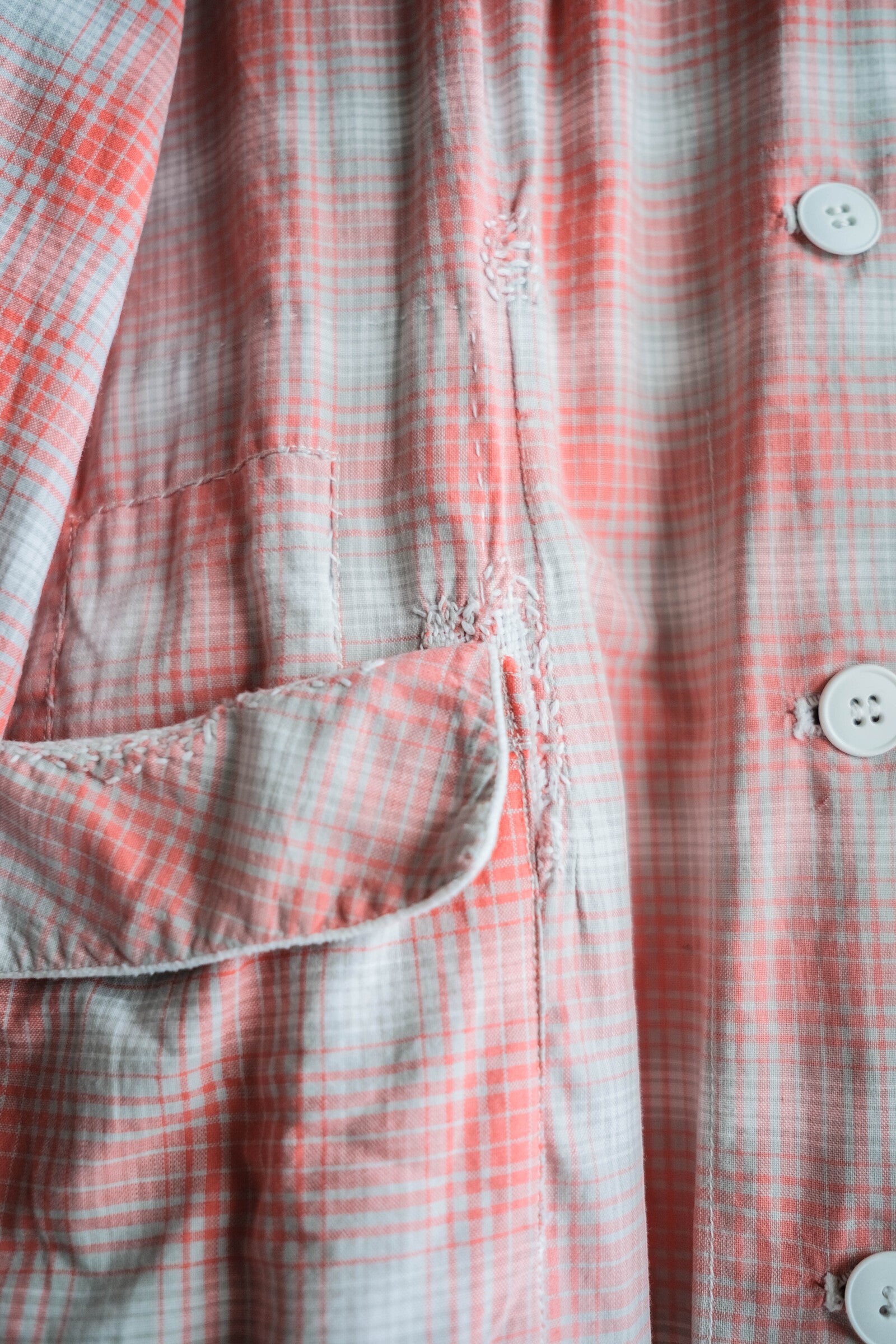 1950's French Shadow Plaid Work Dress / 法國漸層格紋工作洋裝