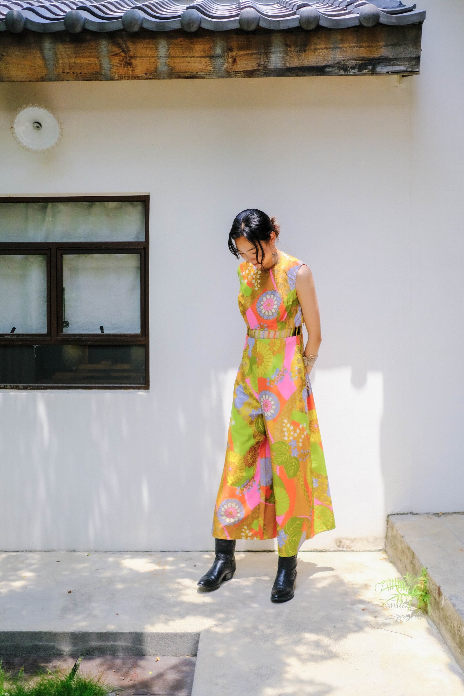 1970s Psychedelic Vivid Color Jump Suit