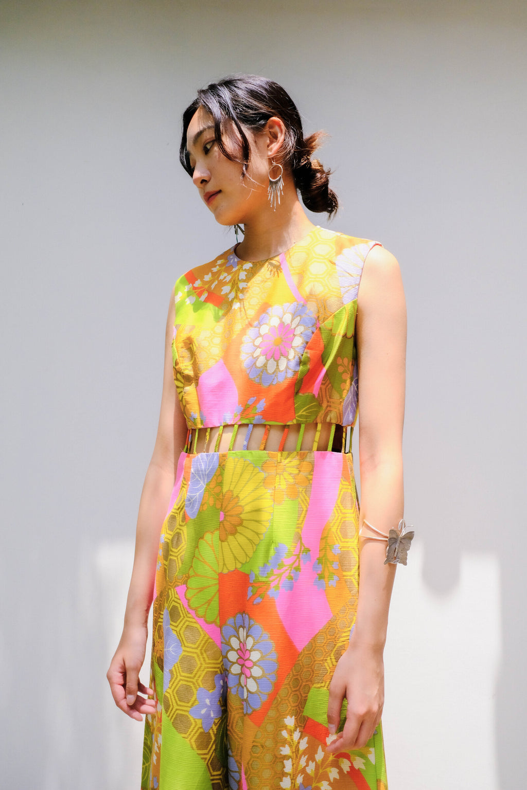 1970s Psychedelic Vivid Color Jump Suit