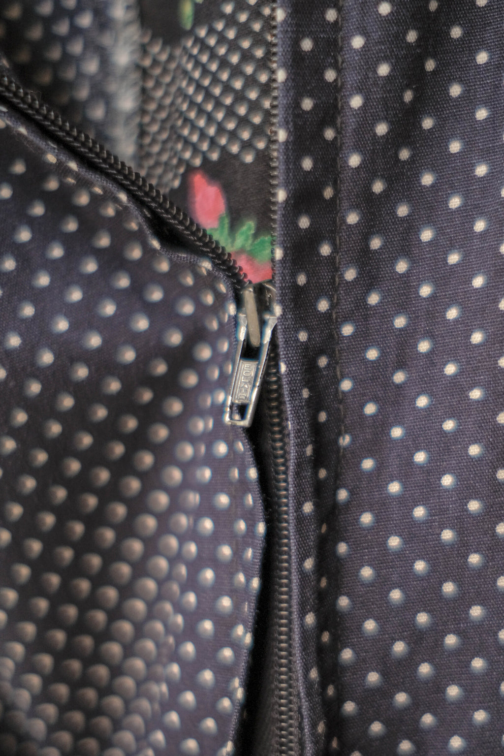 1970's Ethnic Style Floral Print Lace Dress / 民族感拼接花布水玉洋裝