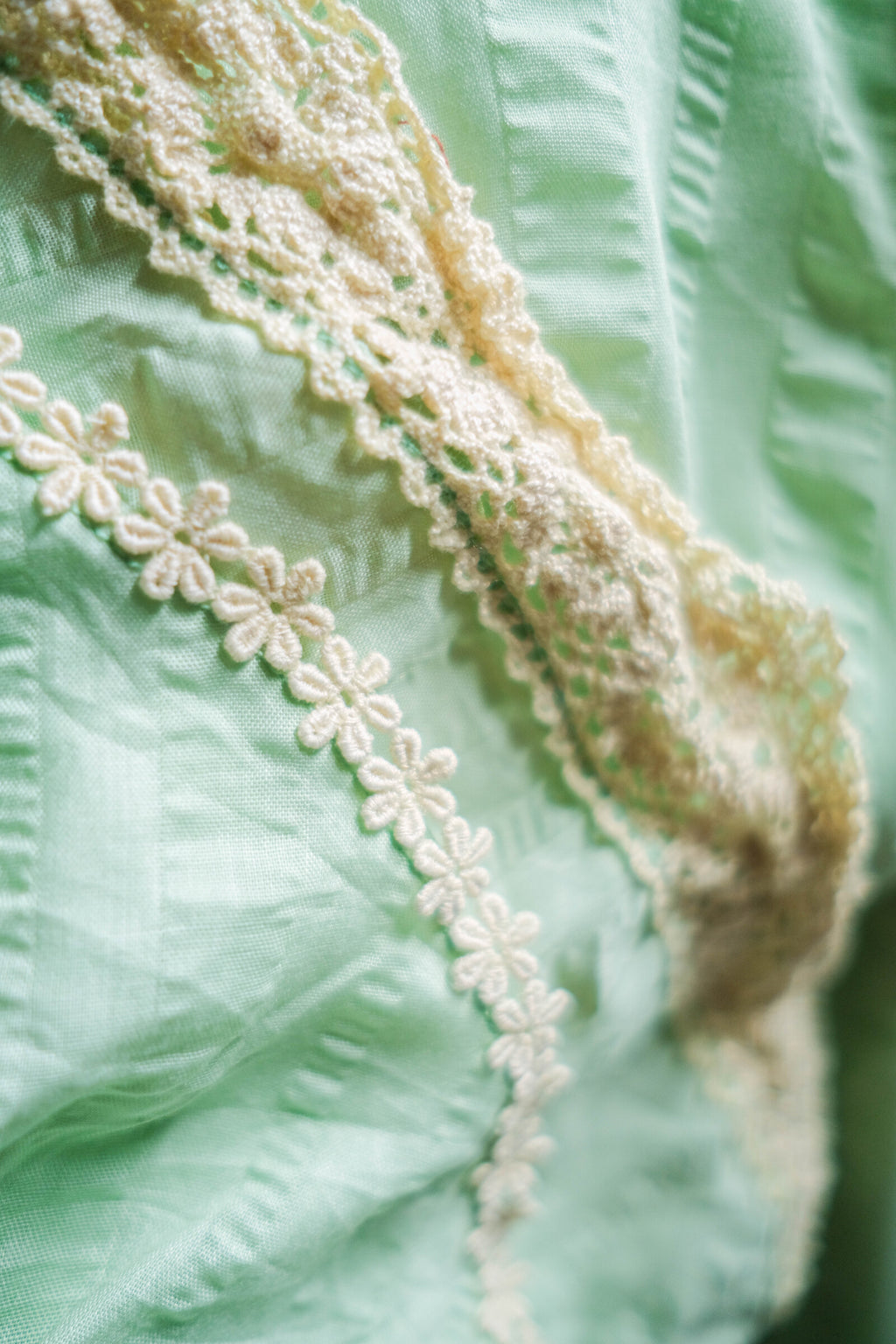 1970’s Mint Green Seersucker Dress / 薄荷泡泡紗洋裝