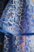 1970's Lace Flare Sleeve Dress / 藍花丹喇叭袖連衣裙