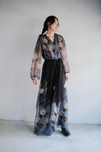 1970's "Verena Modelle" Floral Print Sheer Dress / 花卉透膚洋裝