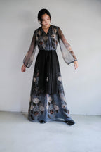 1970's "Verena Modelle" Floral Print Sheer Dress / 花卉透膚洋裝
