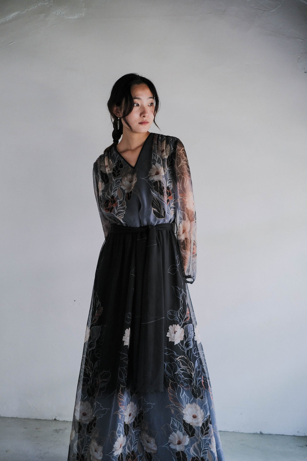 1970's "Verena Modelle" Floral Print Sheer Dress / 花卉透膚洋裝