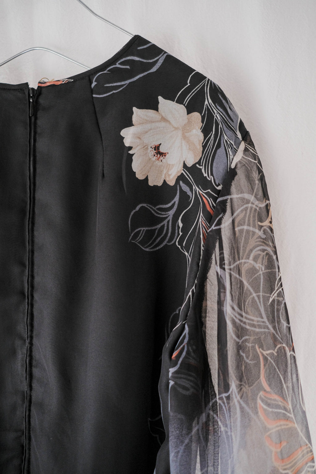 1970's "Verena Modelle" Floral Print Sheer Dress / 花卉透膚洋裝