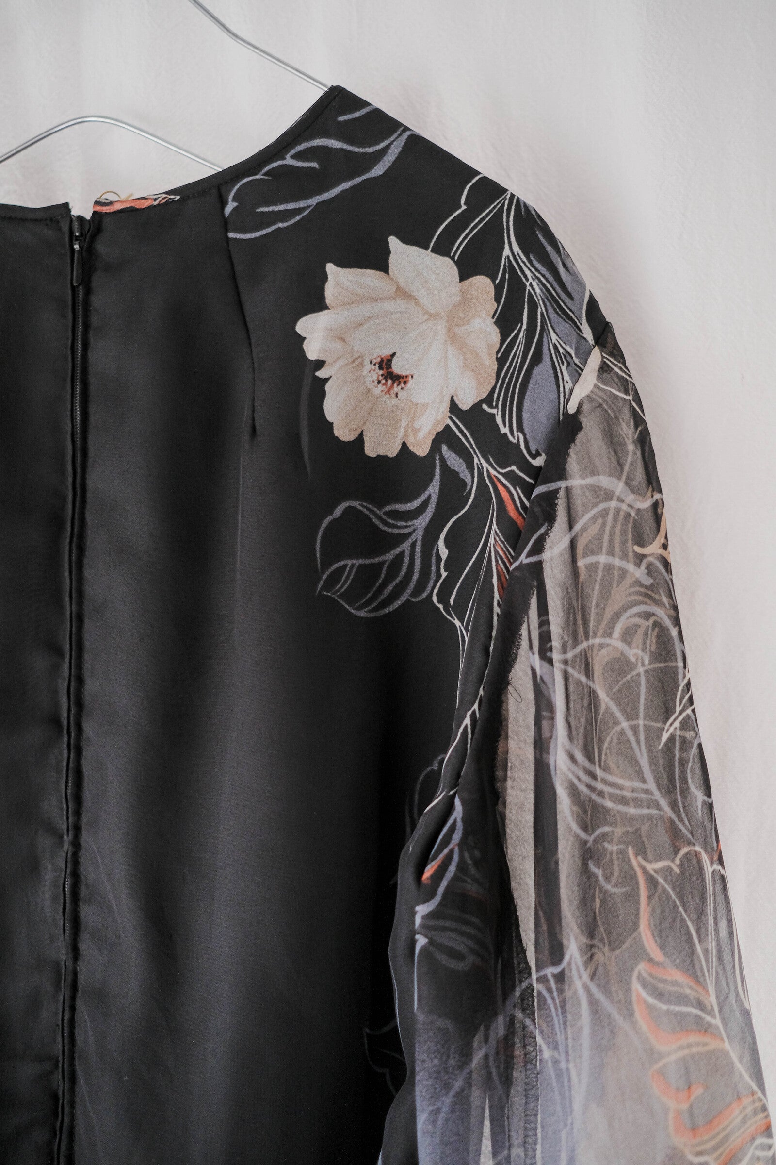 1970's "Verena Modelle" Floral Print Sheer Dress / 花卉透膚洋裝