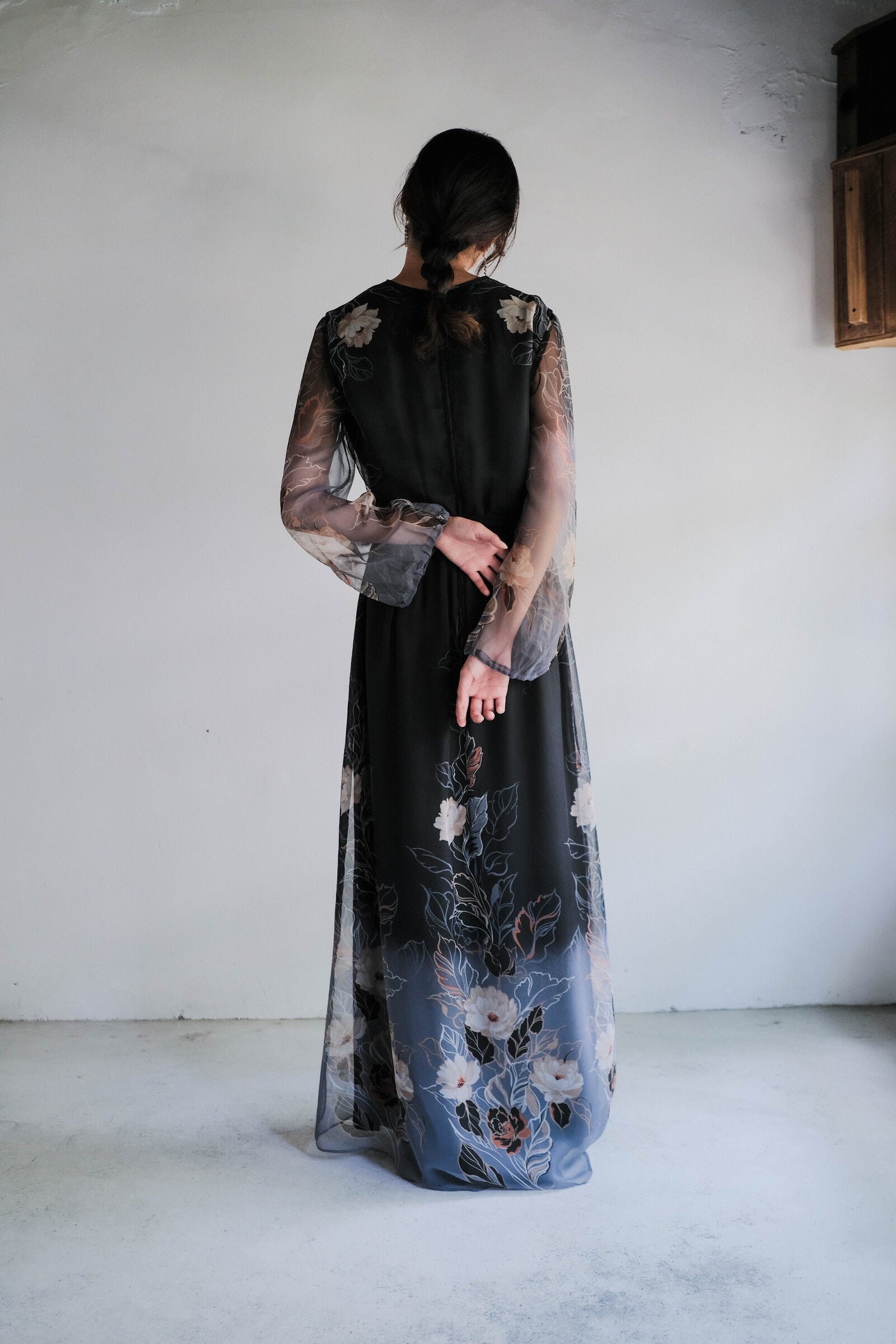 1970's "Verena Modelle" Floral Print Sheer Dress / 花卉透膚洋裝
