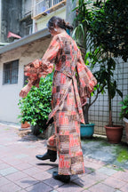 1970's Floral Flare Sleeve Maxi Dress