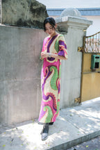 1970's Hawaiian Bark Cloth Dress / 夏威夷樹皮布洋裝