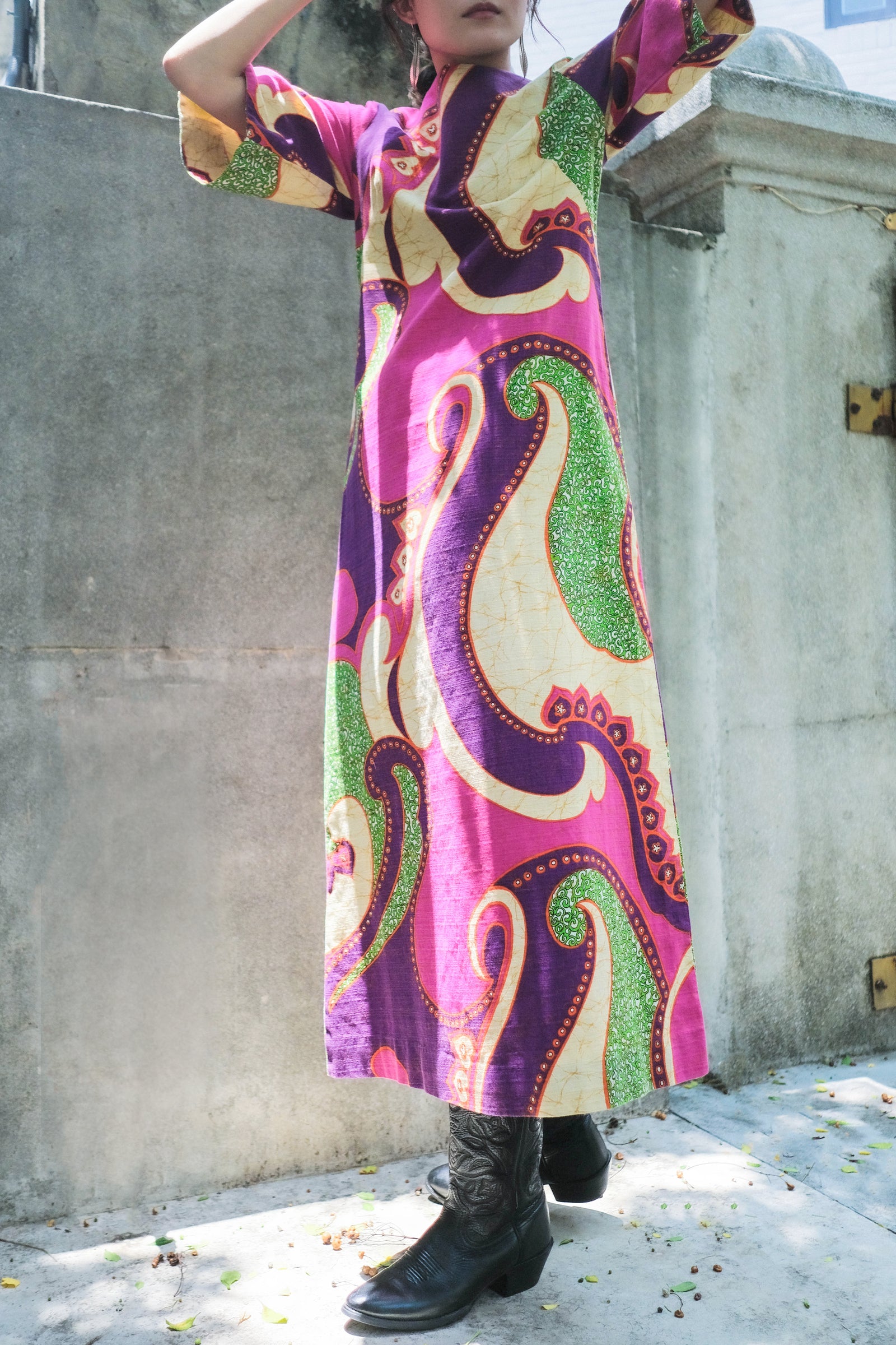 1970's Hawaiian Bark Cloth Dress / 夏威夷樹皮布洋裝