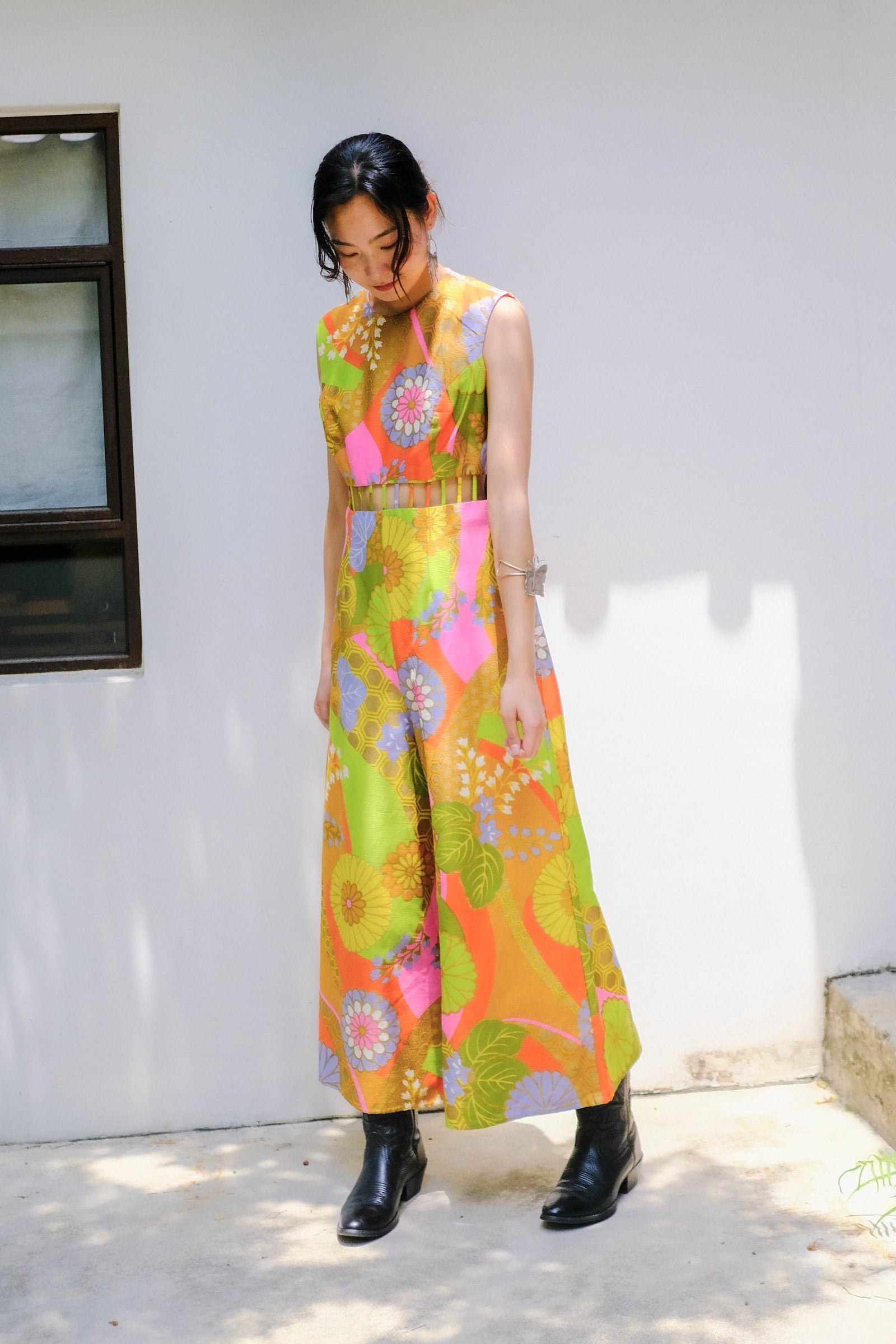 1970s Psychedelic Vivid Color Jump Suit