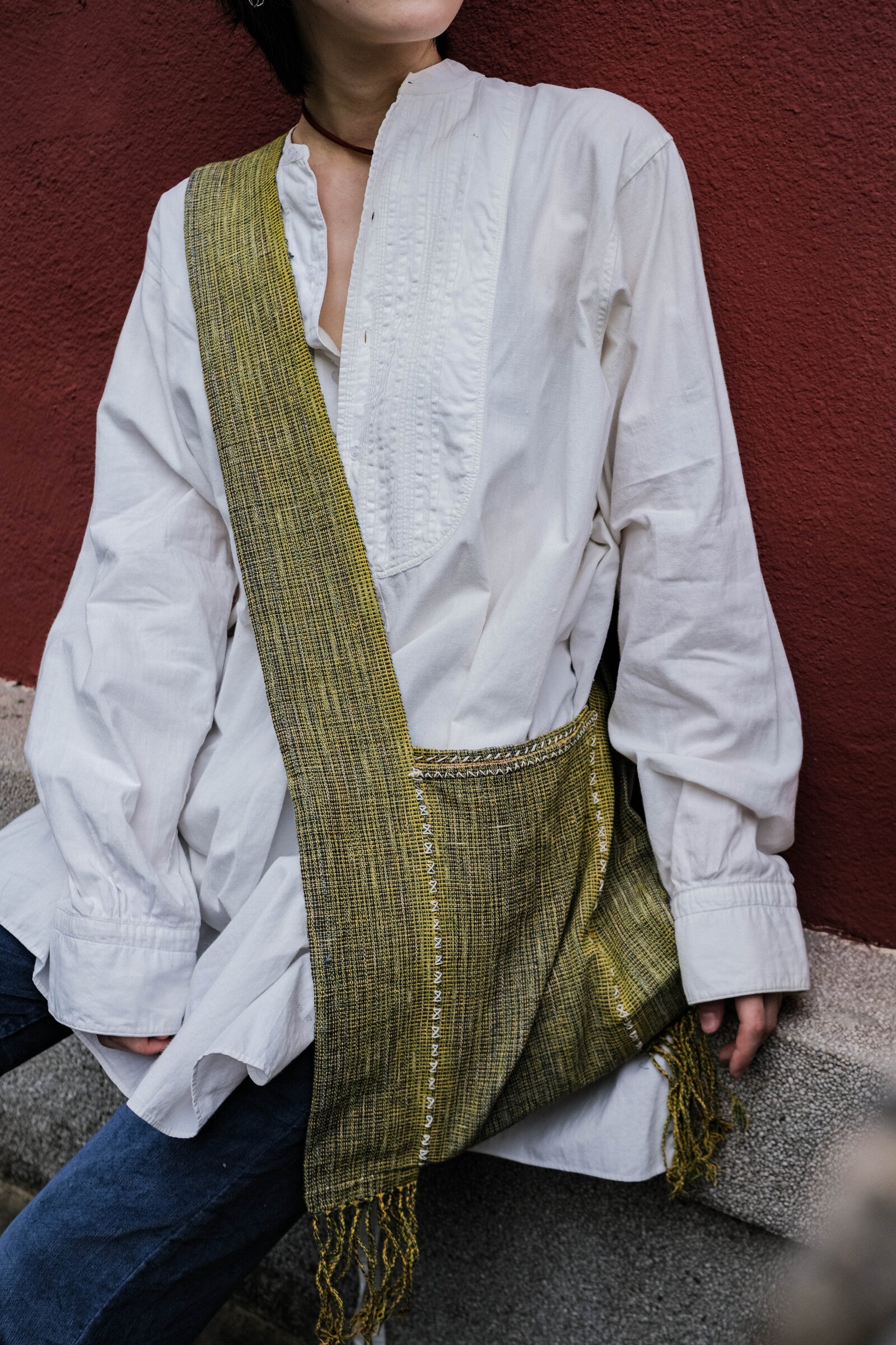 1910-1920’s Vintage European / France Open-Back Drawstring Dress Shirt / 歐洲露背綁繩禮服襯衫