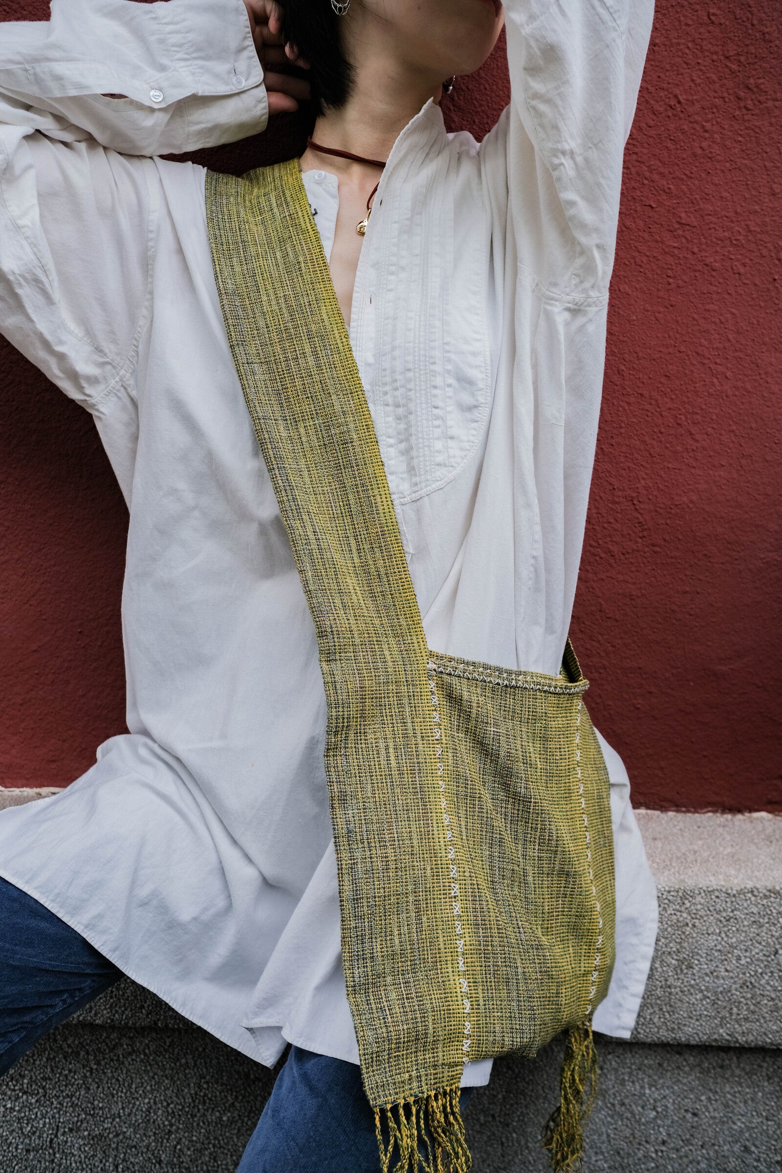 1910-1920’s Vintage European / France Open-Back Drawstring Dress Shirt / 歐洲露背綁繩禮服襯衫
