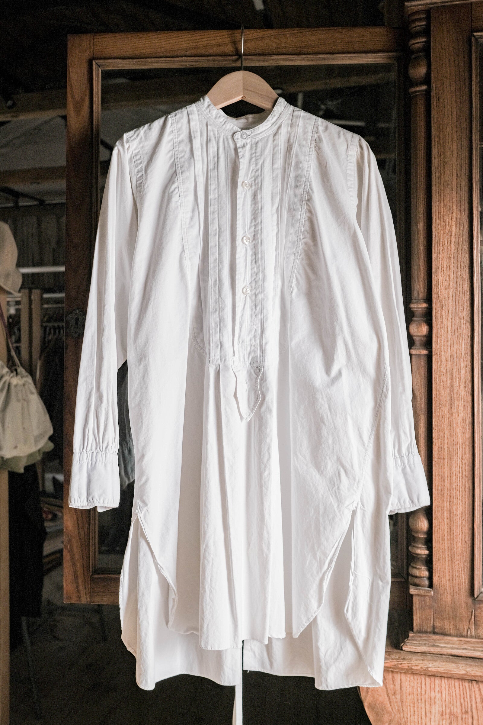 1910-1920’s Vintage European / France Open-Back Drawstring Dress Shirt  / 歐洲露背綁繩禮服襯衫