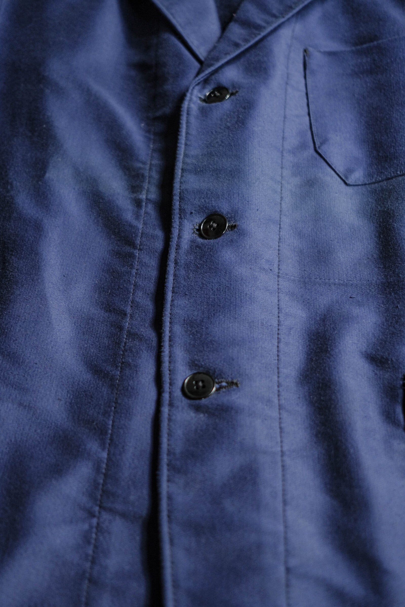 1950's French Moleskin Indigo Blazer Collar Work Jacket / 法國藍染西領工作外套