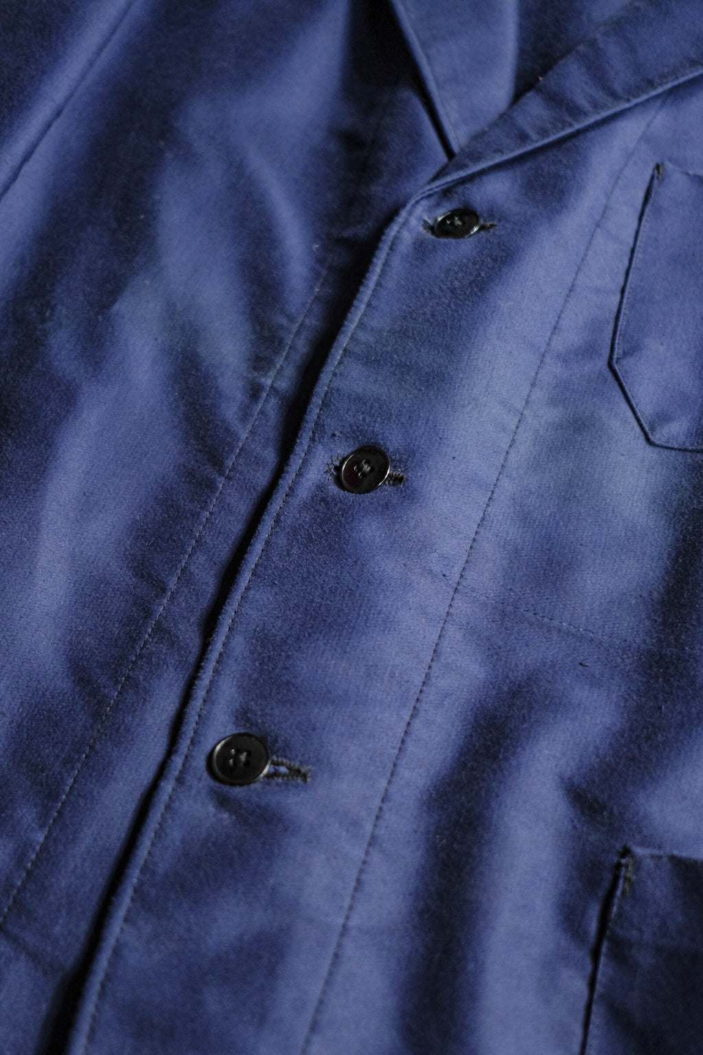 1950's French Moleskin Indigo Blazer Collar Work Jacket / 法國藍染西領工作外套