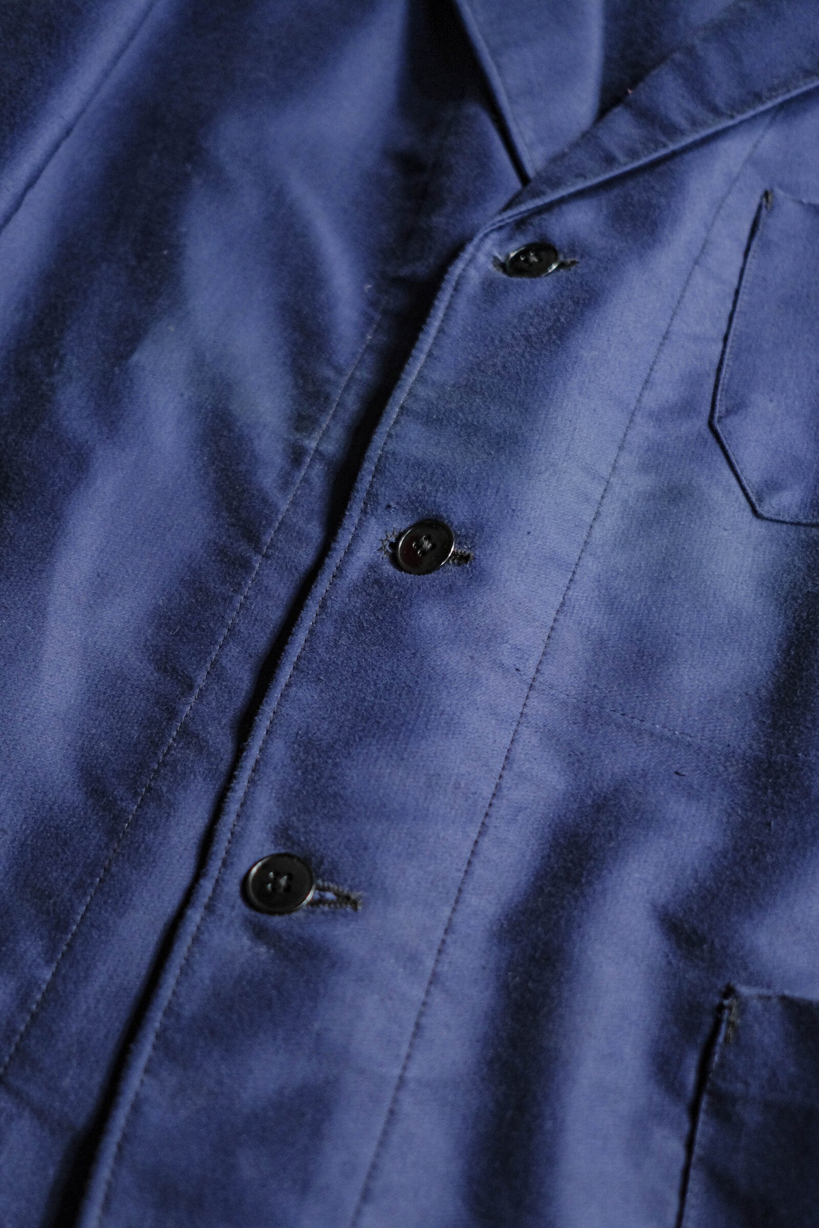 1950's French Moleskin Indigo Blazer Collar Work Jacket / 法國藍染西領工作外套