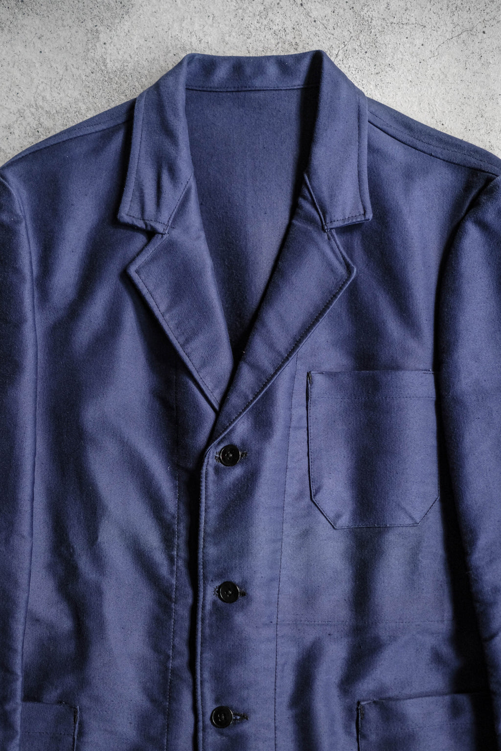 1950's French Moleskin Indigo Blazer Collar Work Jacket / 法國藍染西領工作外套