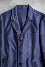 1950's French Moleskin Indigo Blazer Collar Work Jacket / 法國藍染西領工作外套