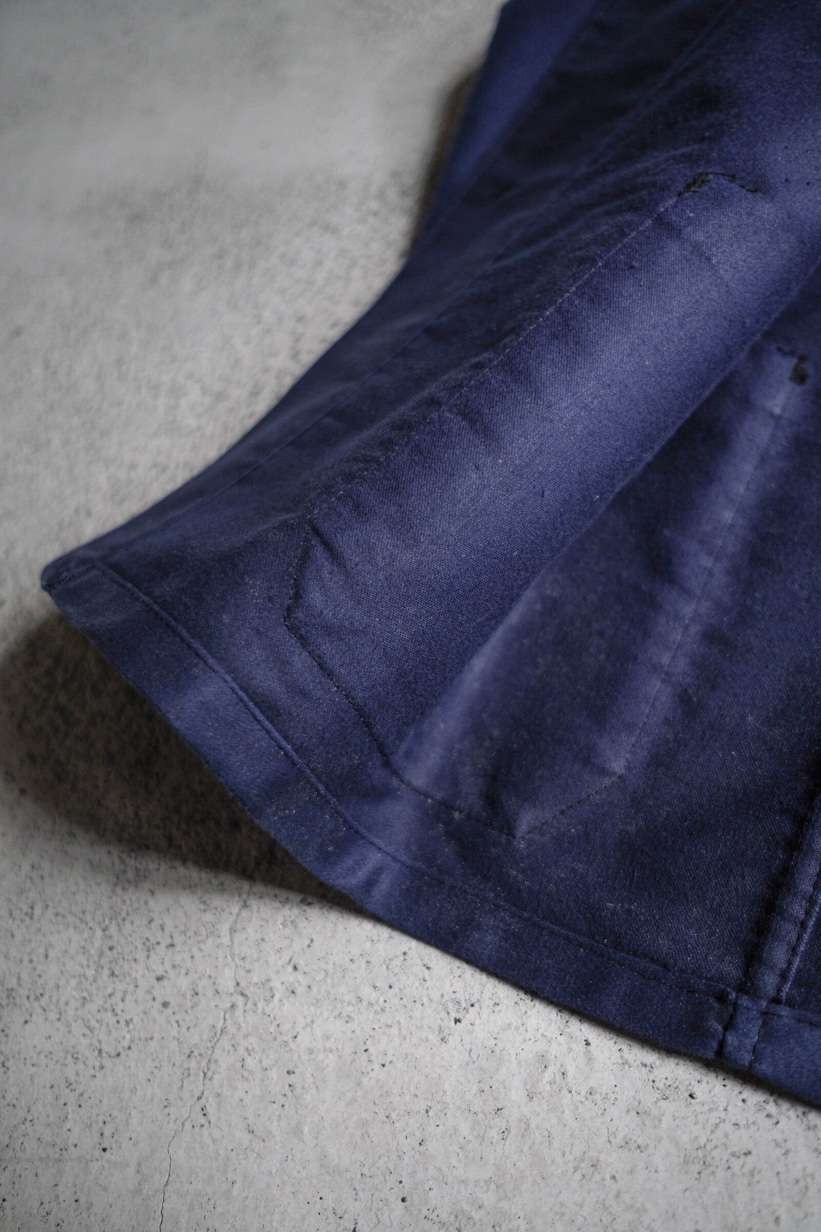 1950's French Moleskin Indigo Blazer Collar Work Jacket / 法國藍染西領工作外套