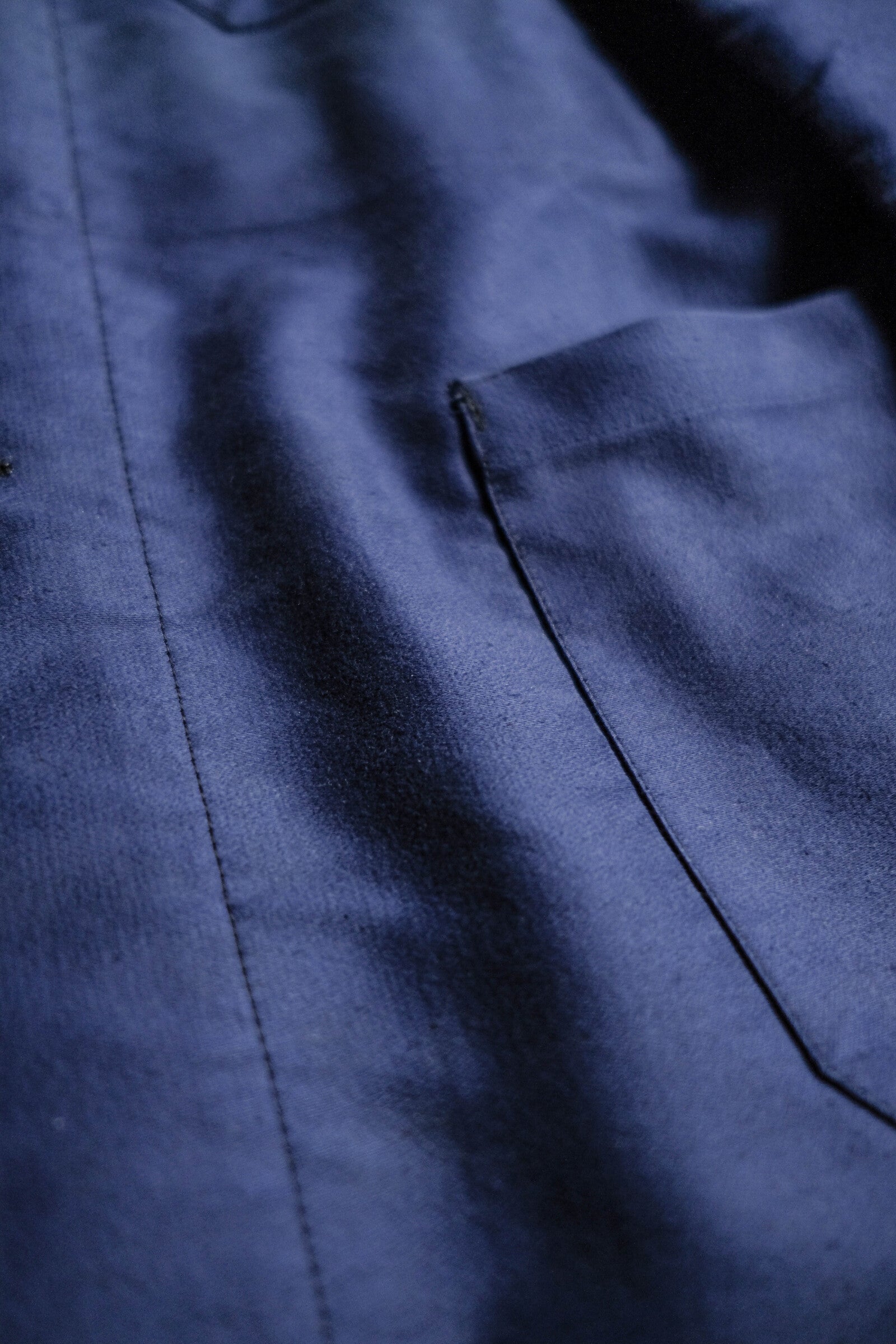 1950's French Moleskin Indigo Blazer Collar Work Jacket / 法國藍染西領工作外套