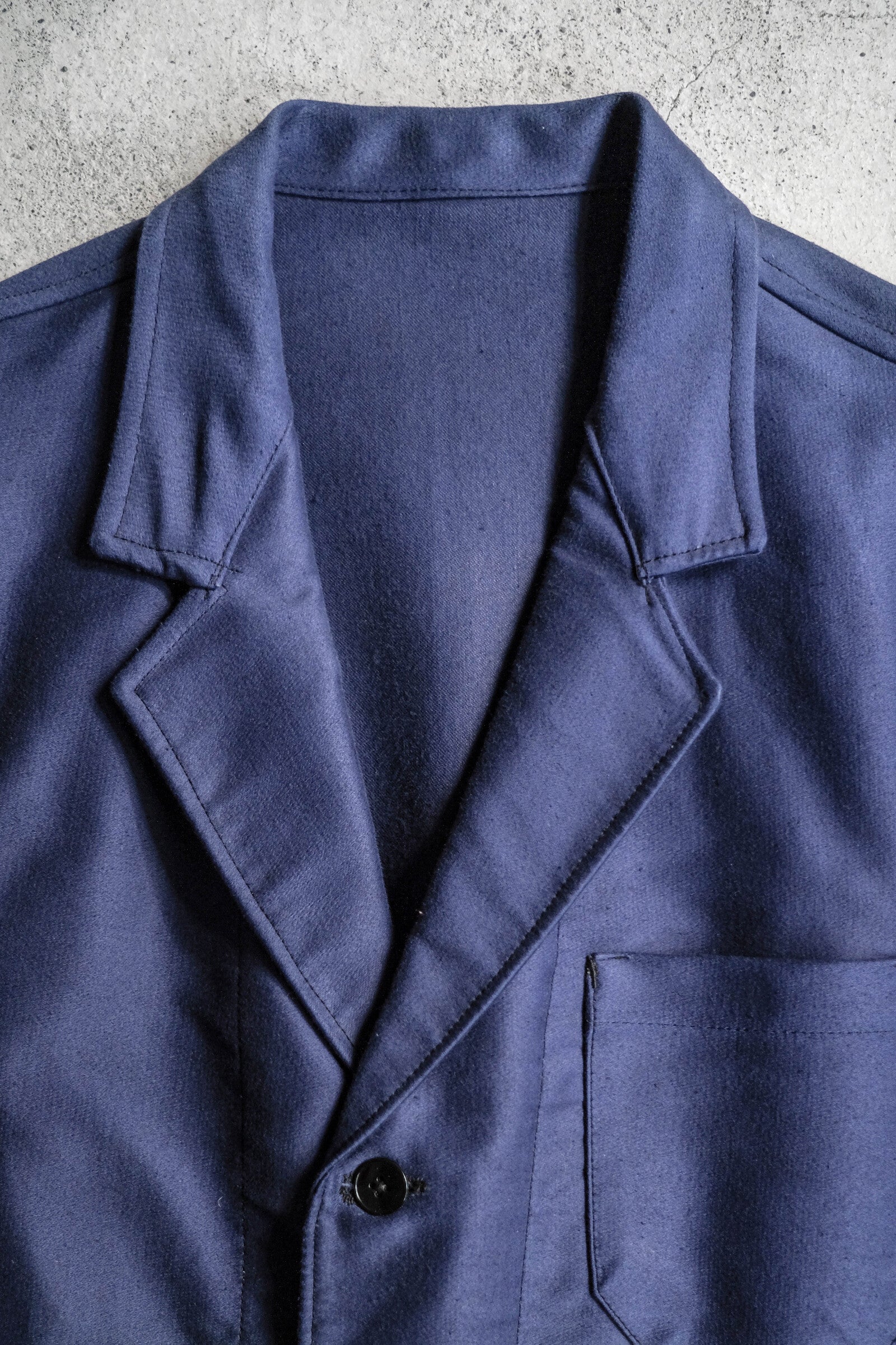 1950's French Moleskin Indigo Blazer Collar Work Jacket / 法國藍染西領工作外套