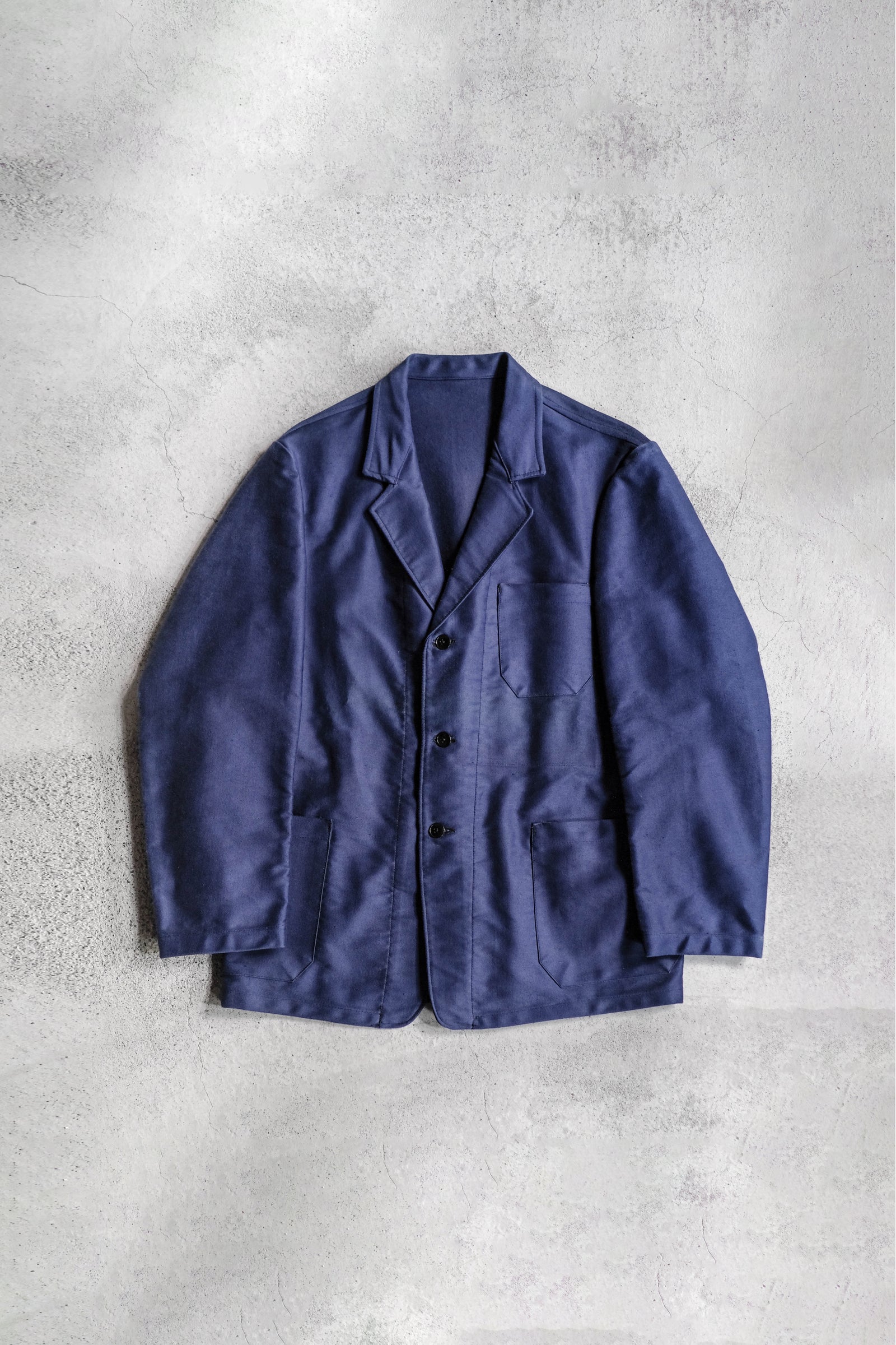 1950's French Moleskin Indigo Blazer Collar Work Jacket / 法國藍染西領工作外套