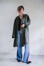1930's "Le Trotting" French Black Dyed Maquignon Linen Coat / 法國墨黑染麻質馬商大衣