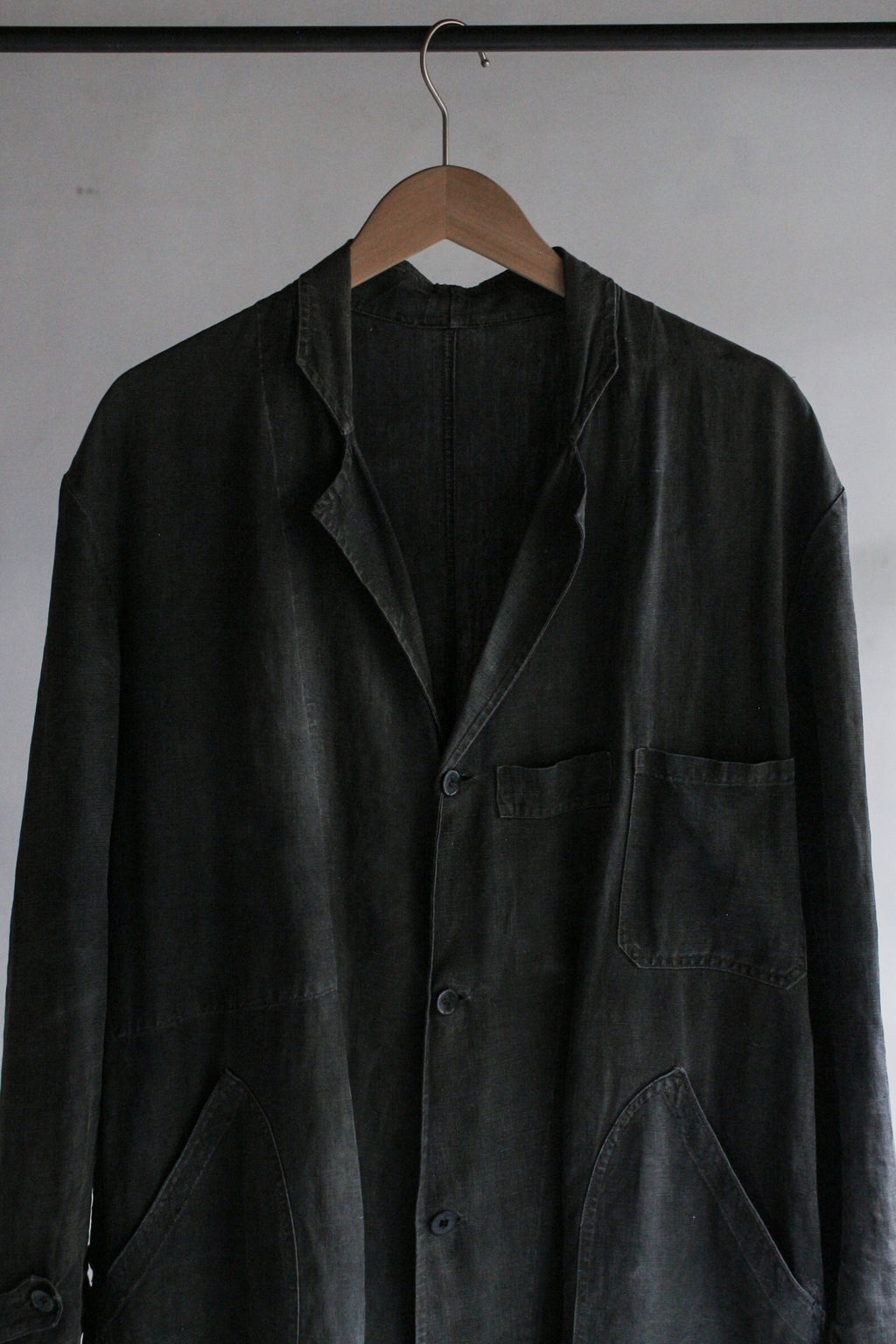 1930's "Le Trotting" French Black Dyed Maquignon Linen Coat / 法國墨黑染麻質馬商大衣