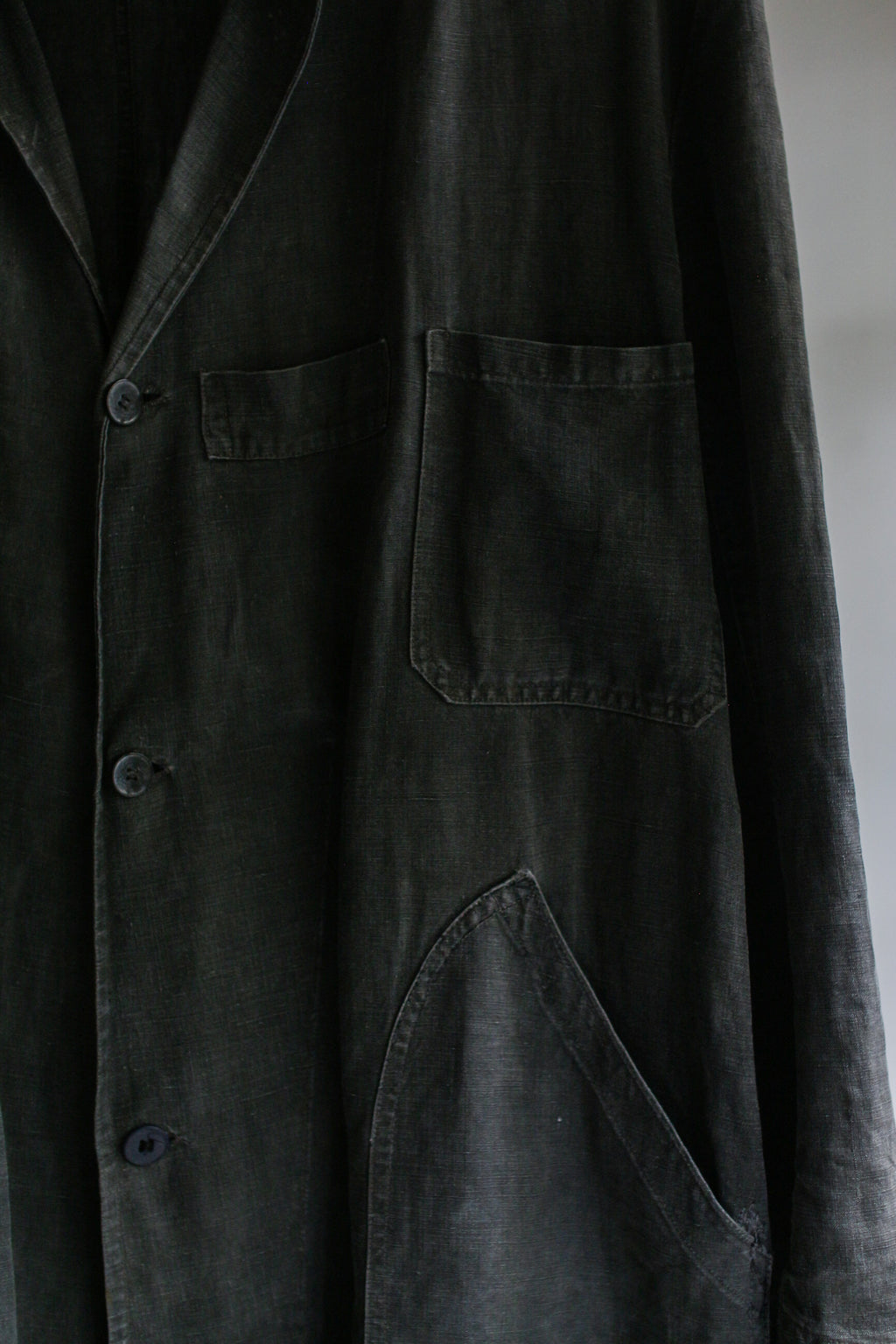 1930's "Le Trotting" French Black Dyed Maquignon Linen Coat / 法國墨黑染麻質馬商大衣