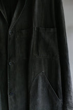 1930's "Le Trotting" French Black Dyed Maquignon Linen Coat / 法國墨黑染麻質馬商大衣