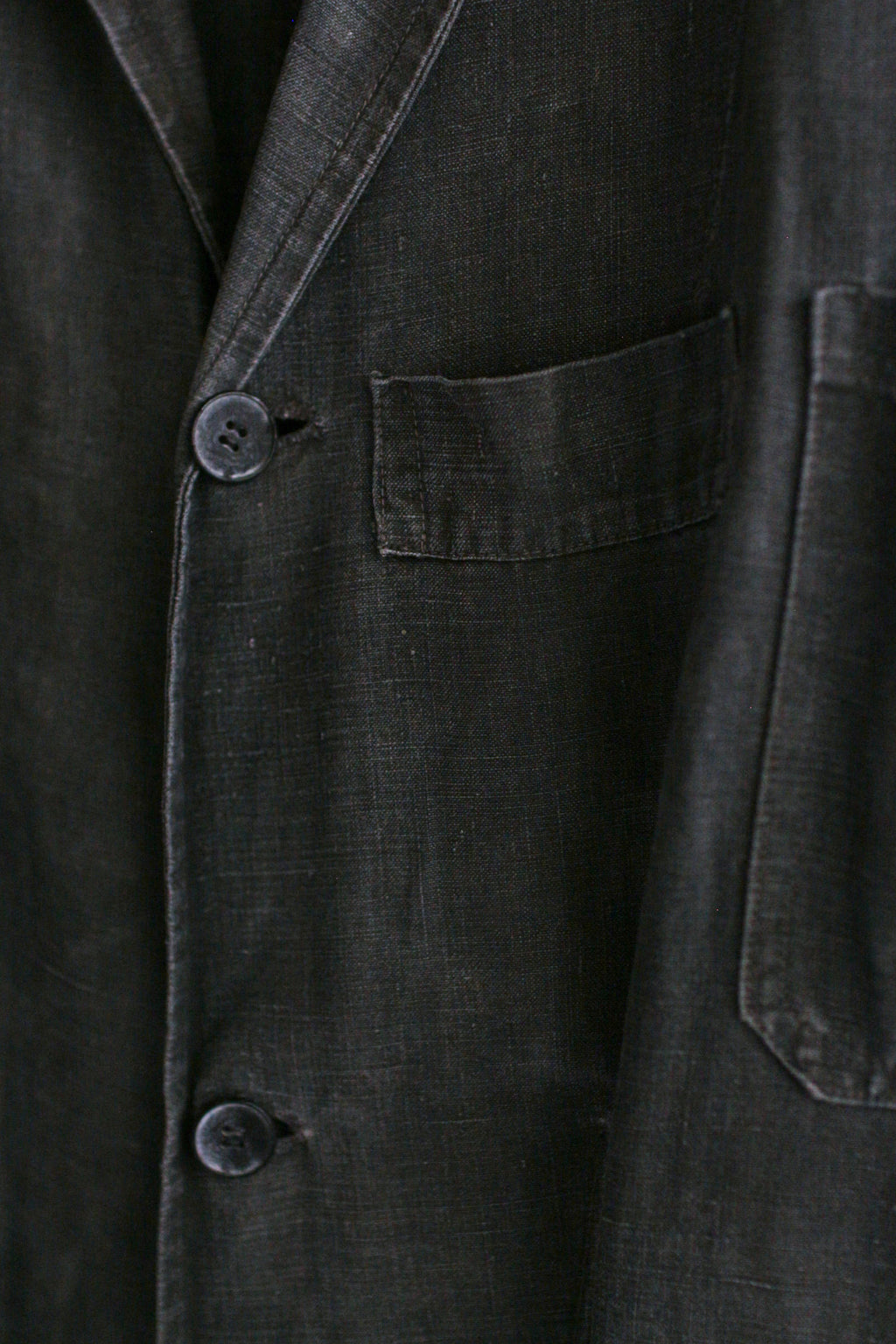 1930's "Le Trotting" French Black Dyed Maquignon Linen Coat / 法國墨黑染麻質馬商大衣