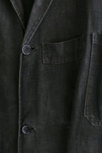 1930's "Le Trotting" French Black Dyed Maquignon Linen Coat / 法國墨黑染麻質馬商大衣