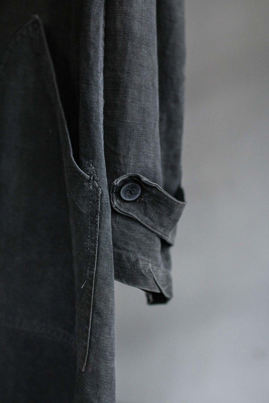 1930's "Le Trotting" French Black Dyed Maquignon Linen Coat / 法國墨黑染麻質馬商大衣