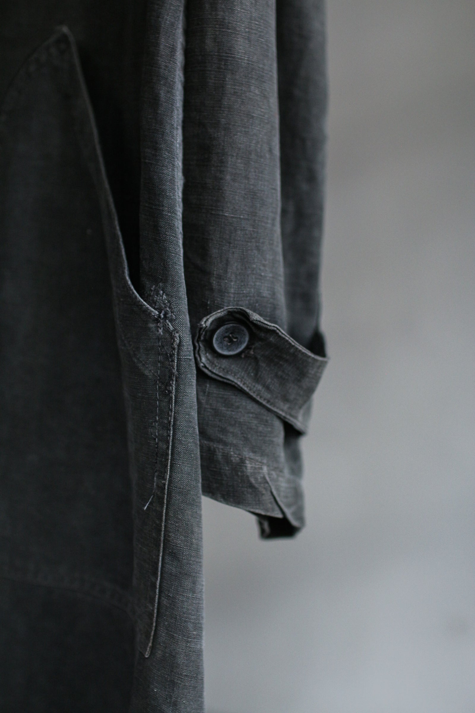 1930's "Le Trotting" French Black Dyed Maquignon Linen Coat / 法國墨黑染麻質馬商大衣