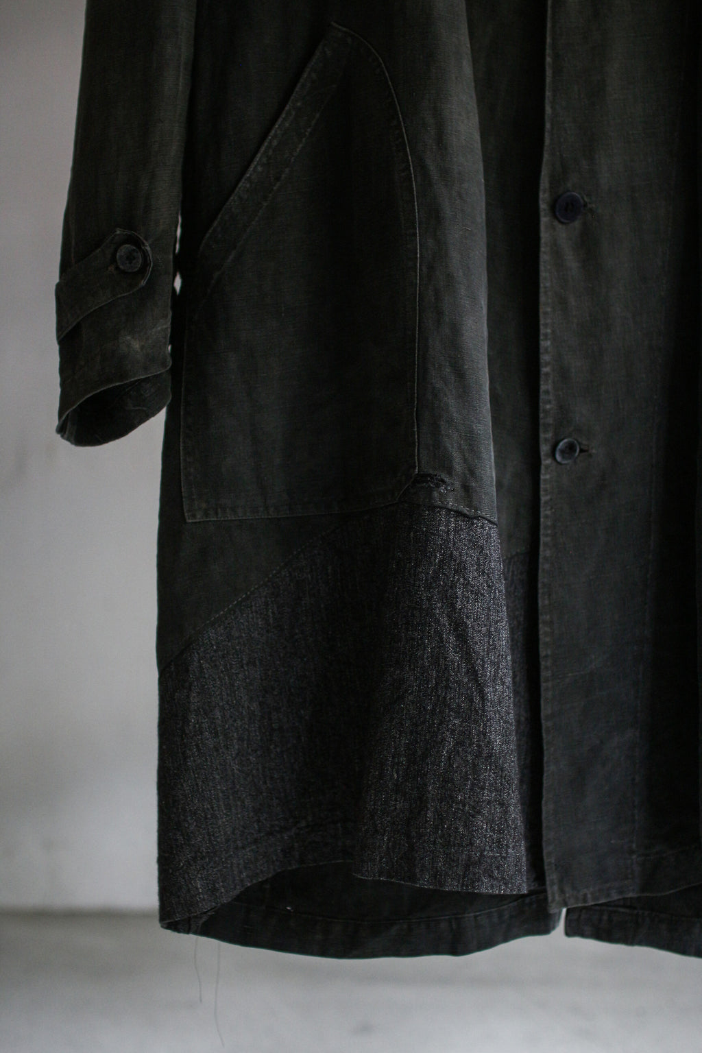 1930's "Le Trotting" French Black Dyed Maquignon Linen Coat / 法國墨黑染麻質馬商大衣