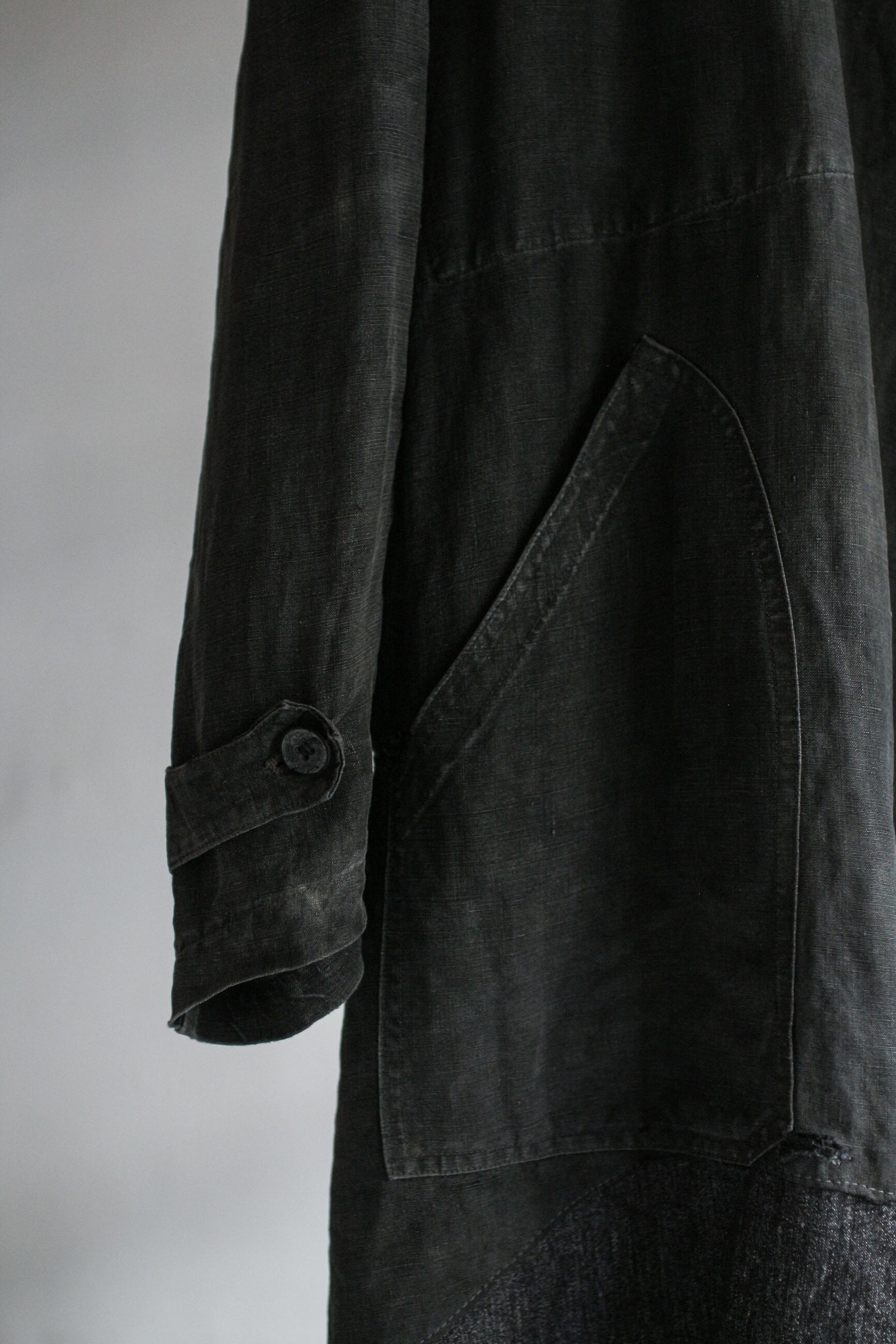 1930's "Le Trotting" French Black Dyed Maquignon Linen Coat / 法國墨黑染麻質馬商大衣