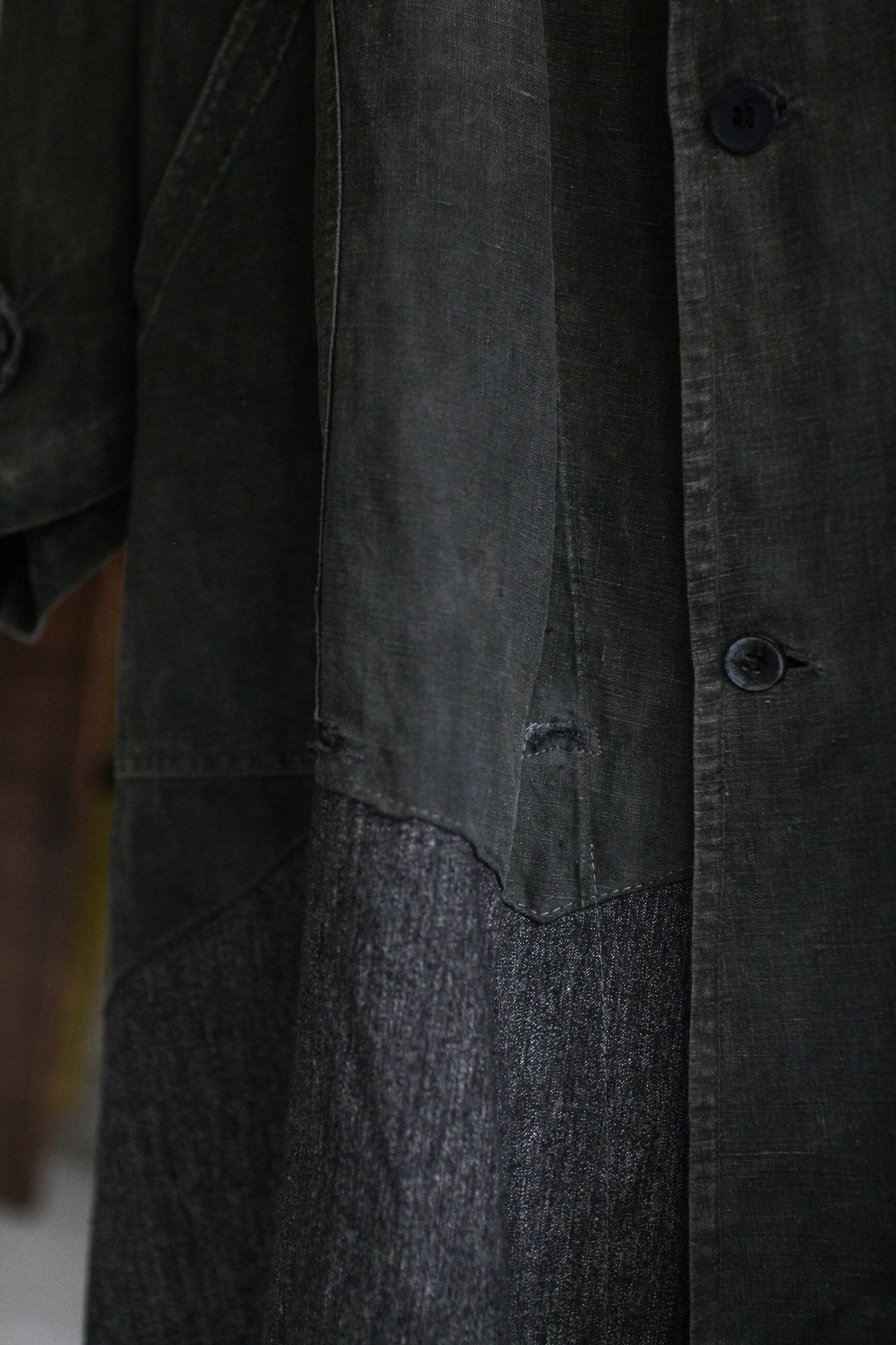 1930's "Le Trotting" French Black Dyed Maquignon Linen Coat / 法國墨黑染麻質馬商大衣