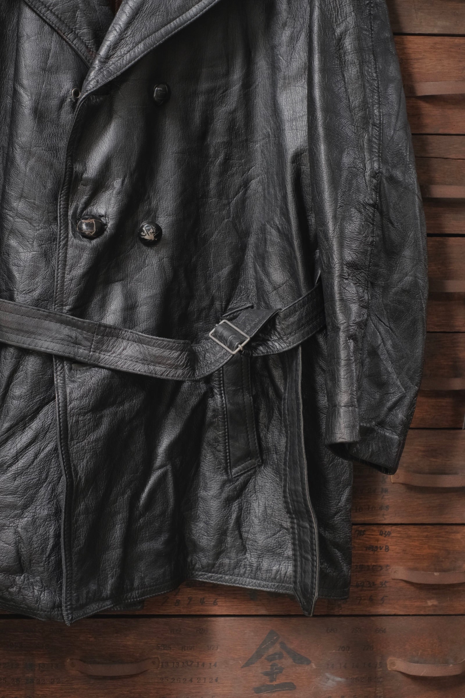 1940-1950’s French “Brunet et fils” Double Breasted Goatskin Coat / 法國雙排扣山羊皮短大衣
