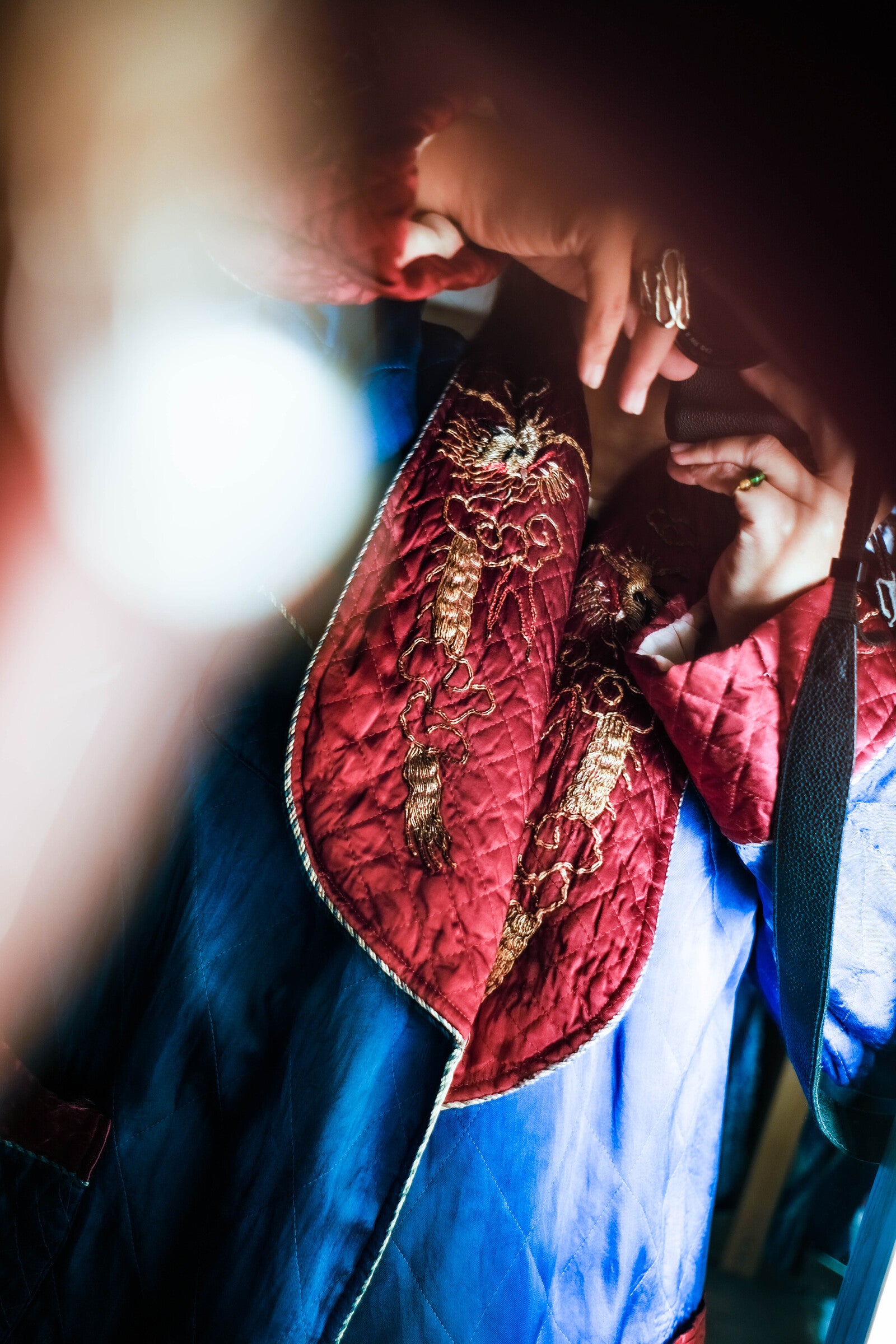 1950's Hand Embroidered Dragons Souvenir Smoking Jacket / 手工刺繡龍紋紀念吸煙裝