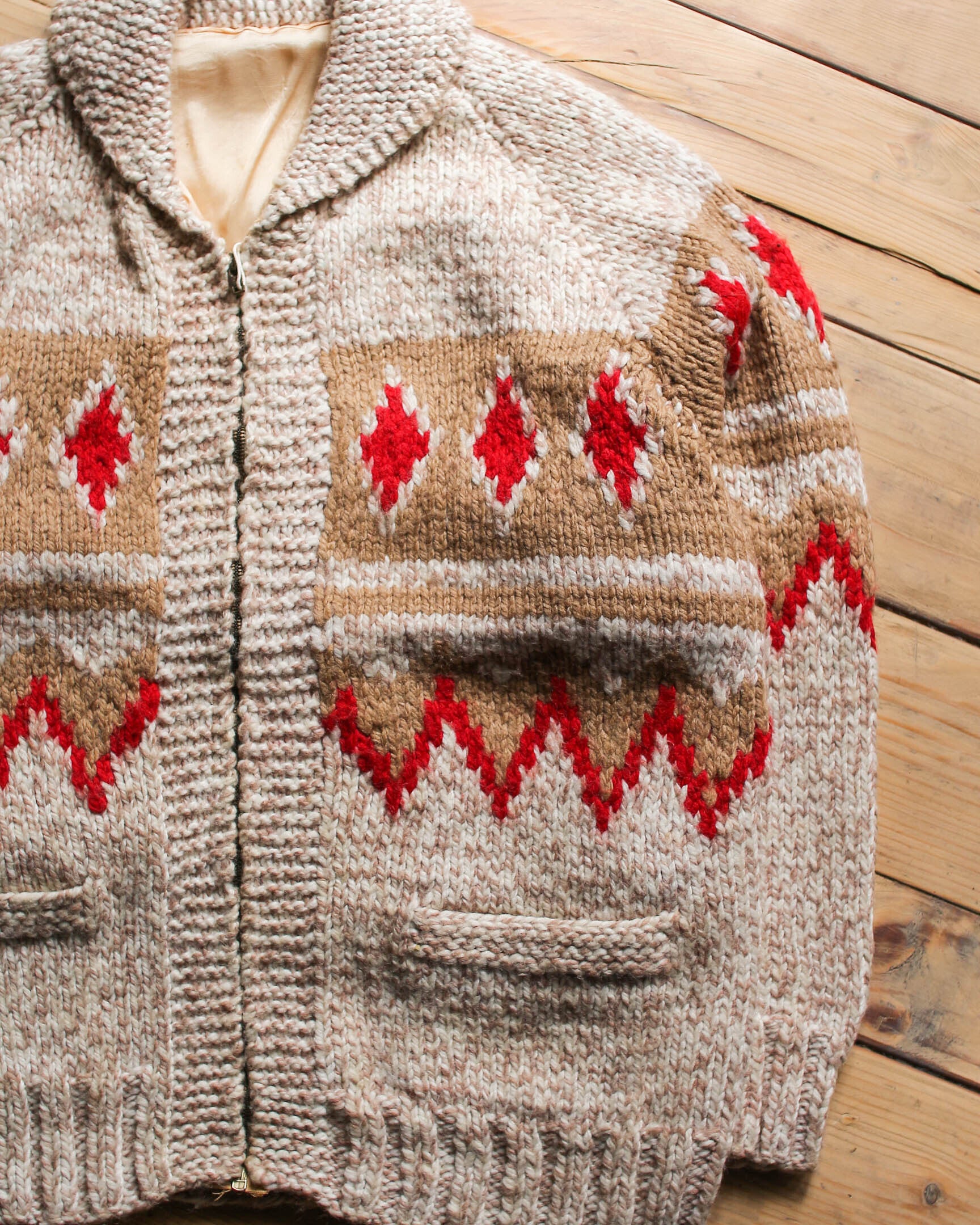1960's Vintage Cowichan Sweater / 古著幾何圖樣考津毛衣
