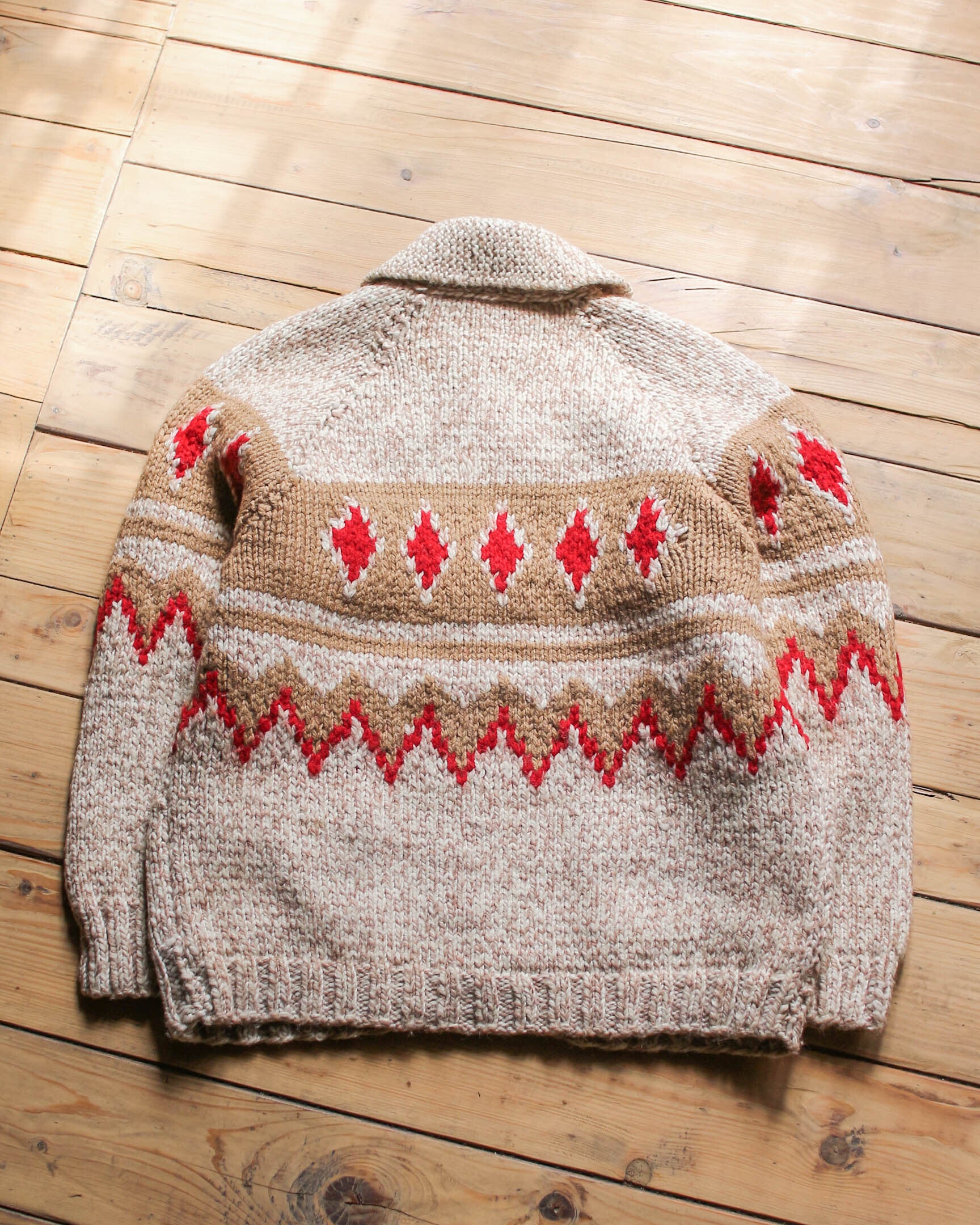1960's Vintage Cowichan Sweater / 古著幾何圖樣考津毛衣