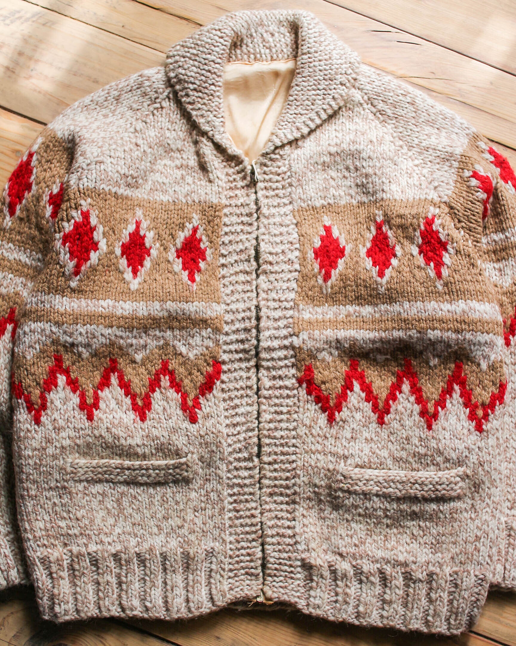 1960's Vintage Cowichan Sweater / 古著幾何圖樣考津毛衣