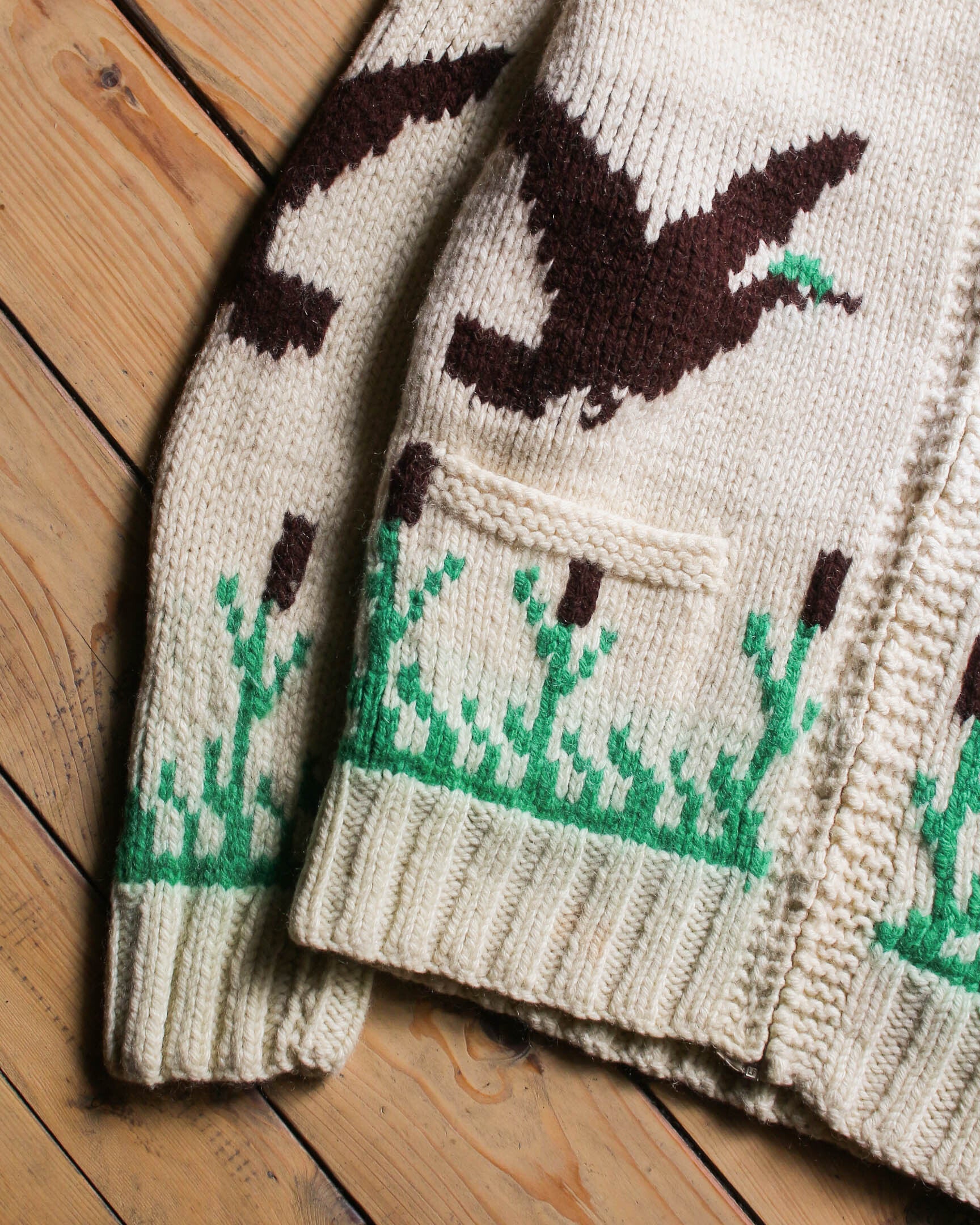 1960's Hand Knit Cowichan Mallard Duck Sweater / 古著手織綠頭鴨考津毛衣