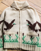 1960's Hand Knit Cowichan Mallard Duck Sweater / 古著手織綠頭鴨考津毛衣